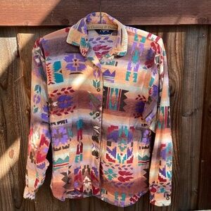 Vintage Roper Southwestern print flannel shirt